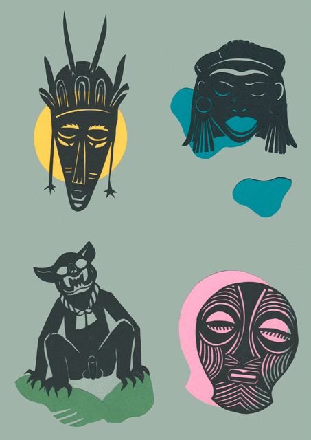 Masks MAsken Papercut scherenschnitt gif animation Berlin