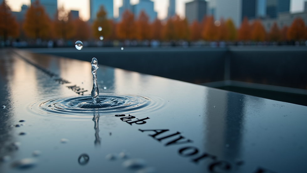 Close-up view of the 9/11 Memorial reflecting pool