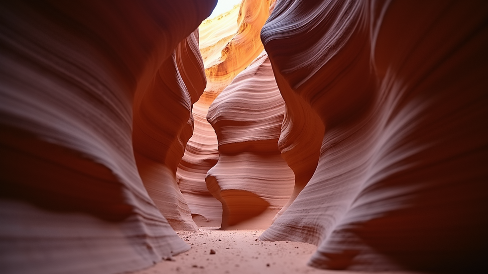 Eye-level view of a small passage in Antelope Canyon