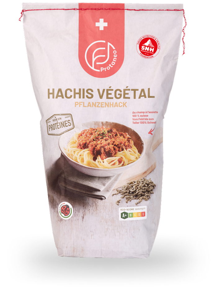 Eine 2kg Verpackung von dem Pflanzenhack Produkt.