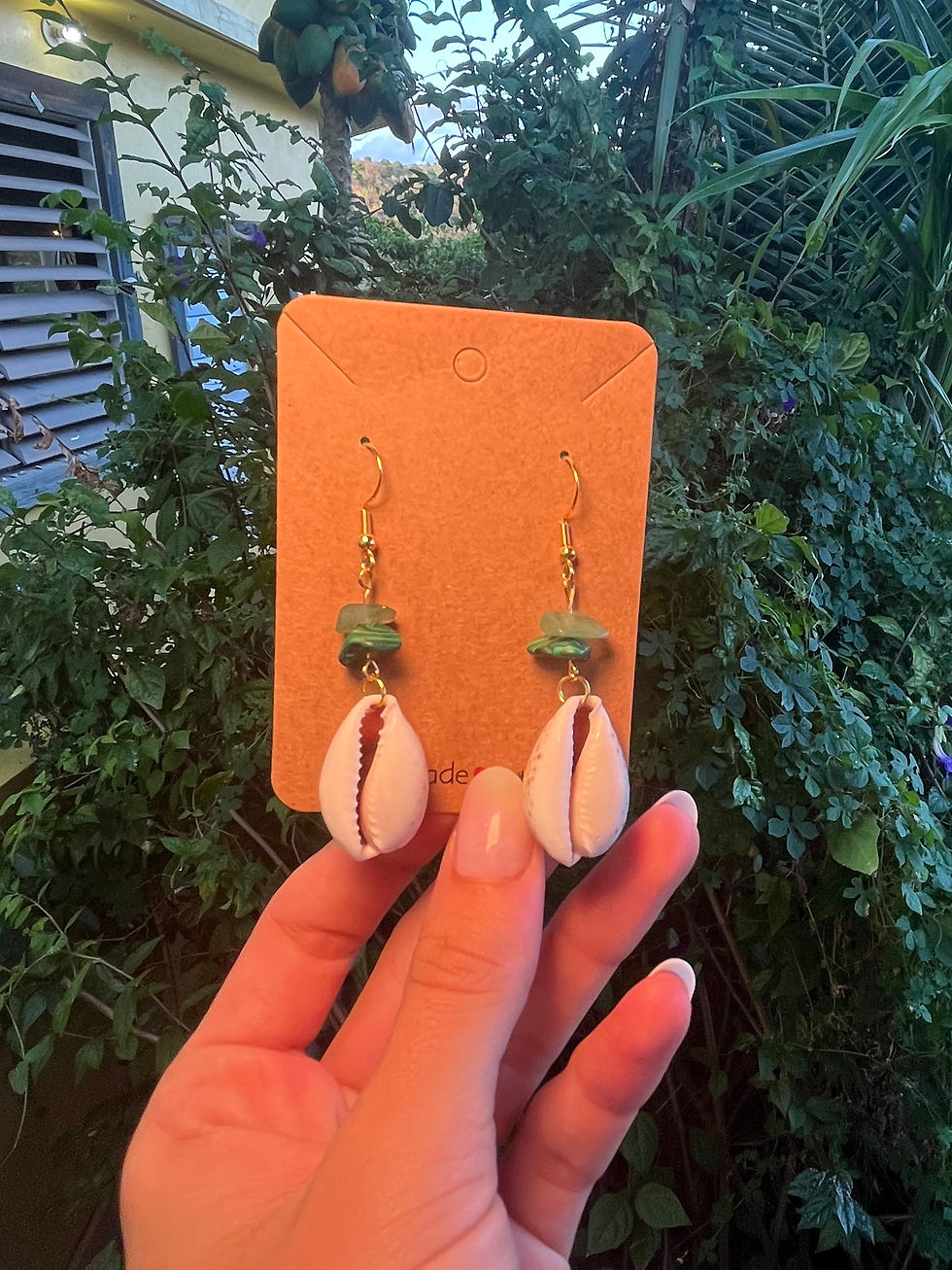 Thumbnail: Cowrie Shell Earrings (2 stones)