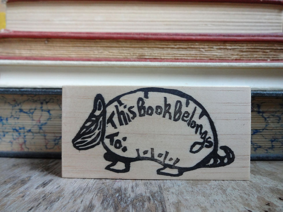 Thumbnail: Book Plate Hand Carved Stamp: Armadillo