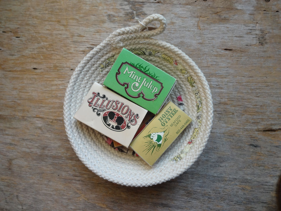 Thumbnail: Fabric Wrapped Cotton Rope Bowl: Large Mixed Prints, Green, Pink, Purple