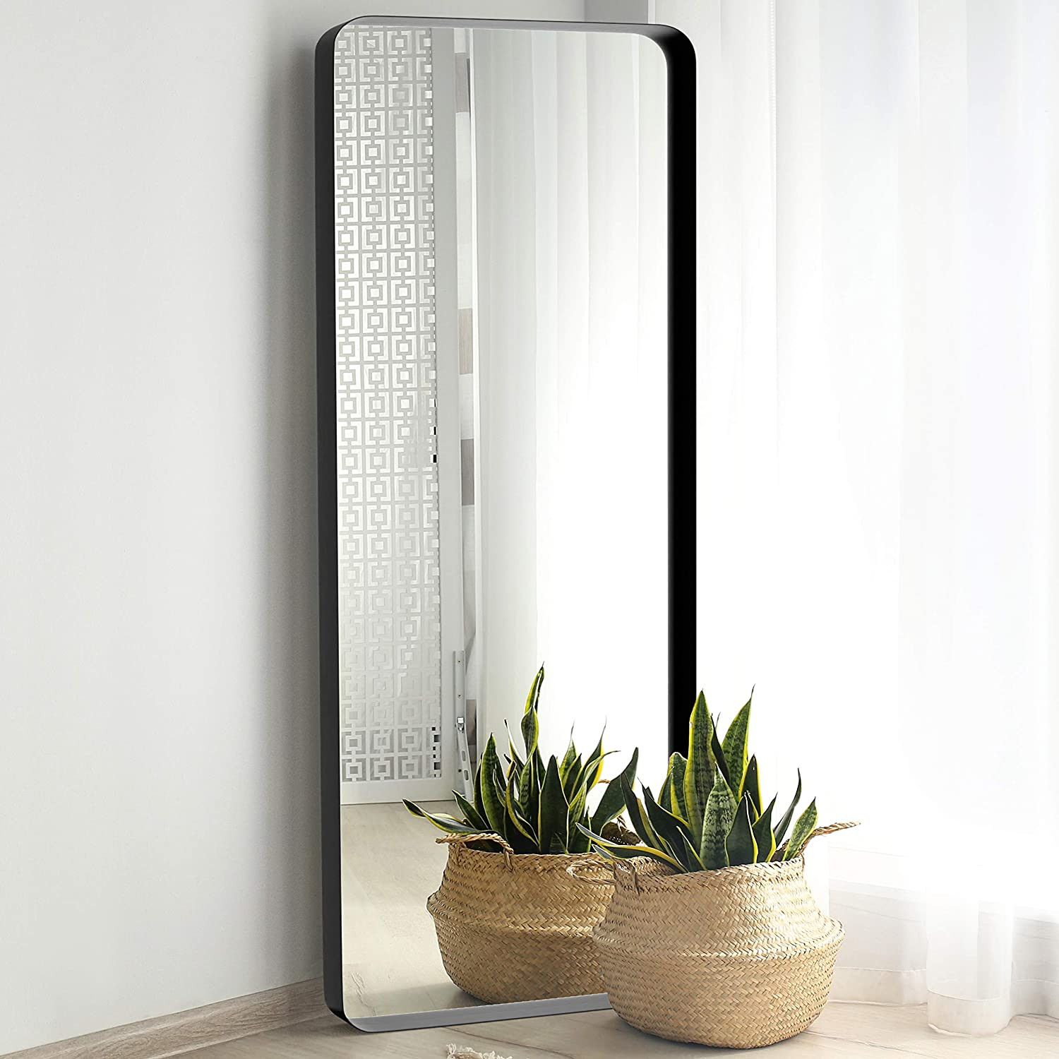 72"X36"Black Metal Framed Mirror