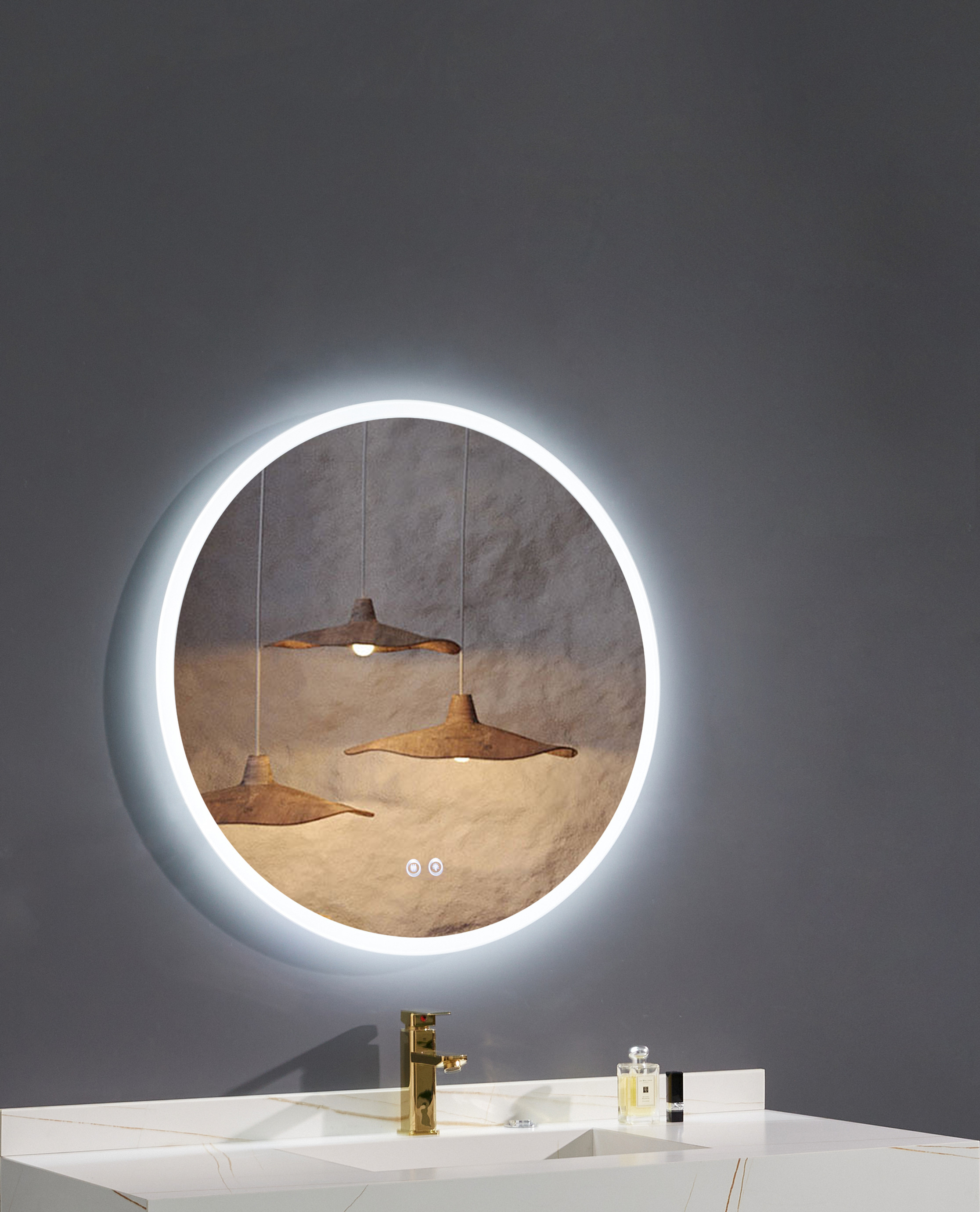 24" Inch Round LED Mirror with Touch ON/OFF Dimmer & Fog Free Function