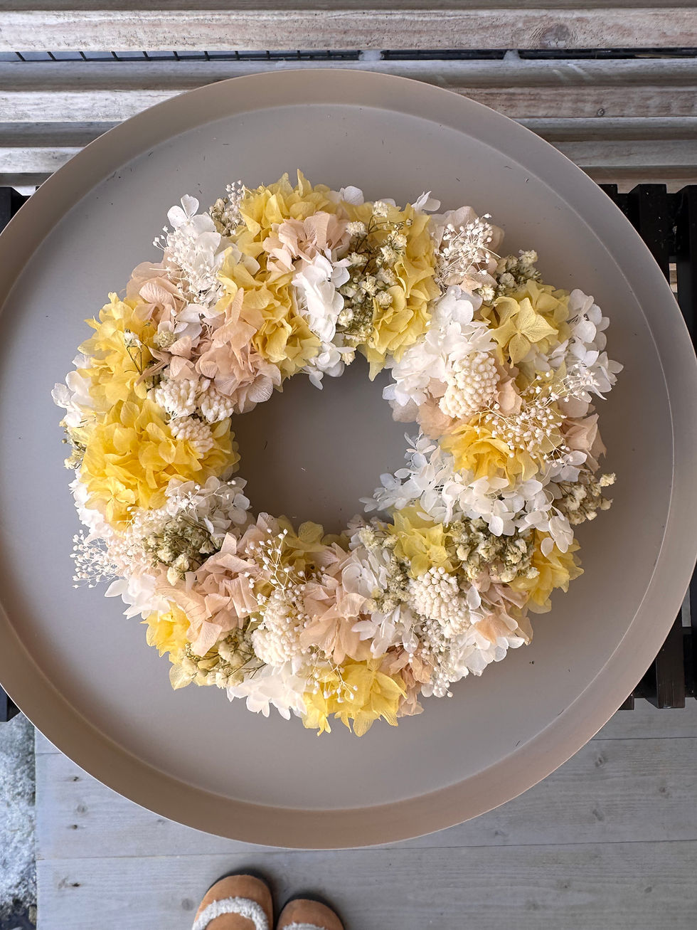 Miniaturbild: Trockenblumenkranz Mini Yellow Osterkranz in buttergelb