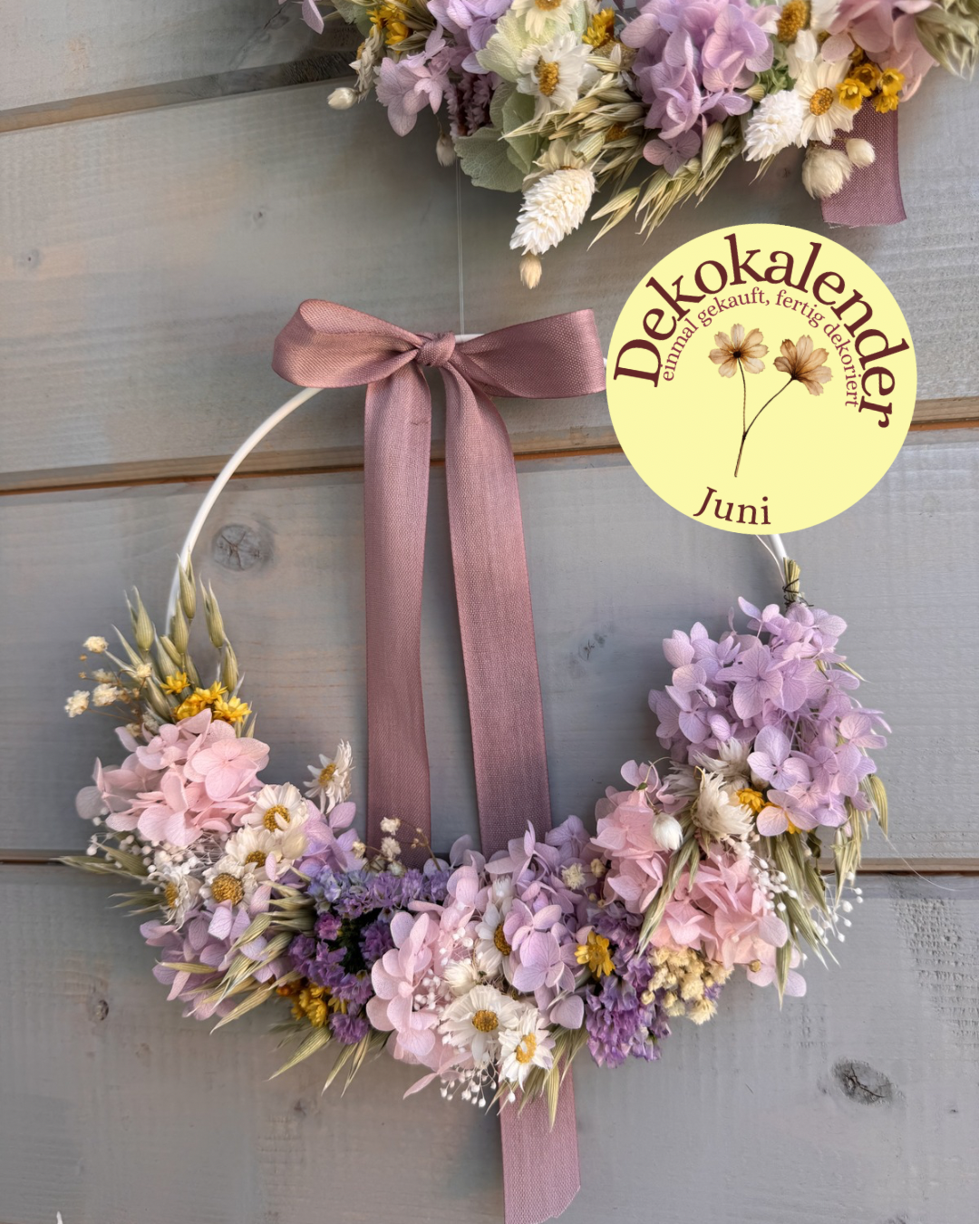 Mini Türkranz aus Trockenblumen | Flieder-Rosa & Flieder-Mint | Deko Kalender