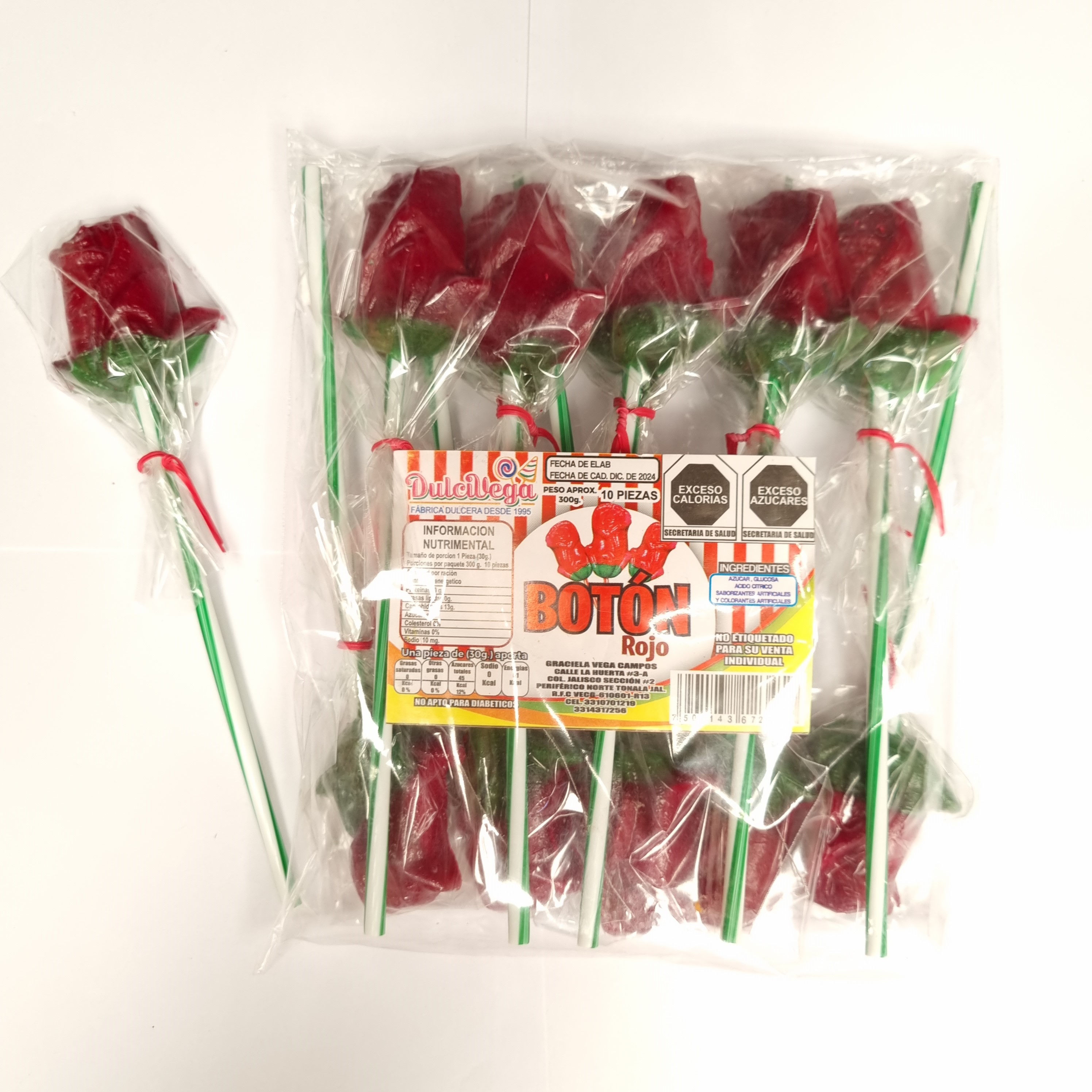 PALETA BOTON ROJO 300 gramos