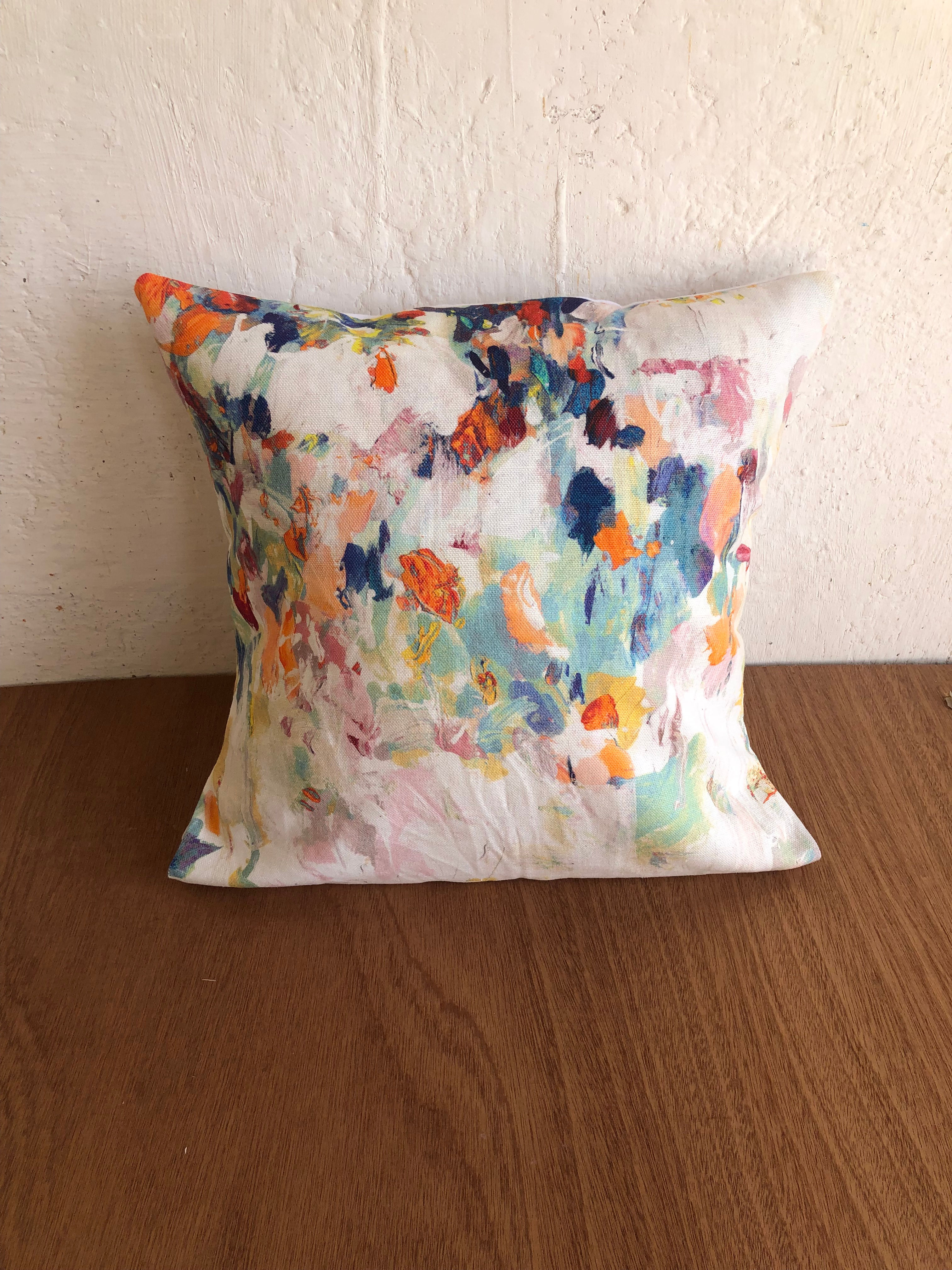 Housse de coussin  motif impressioniste fleuri