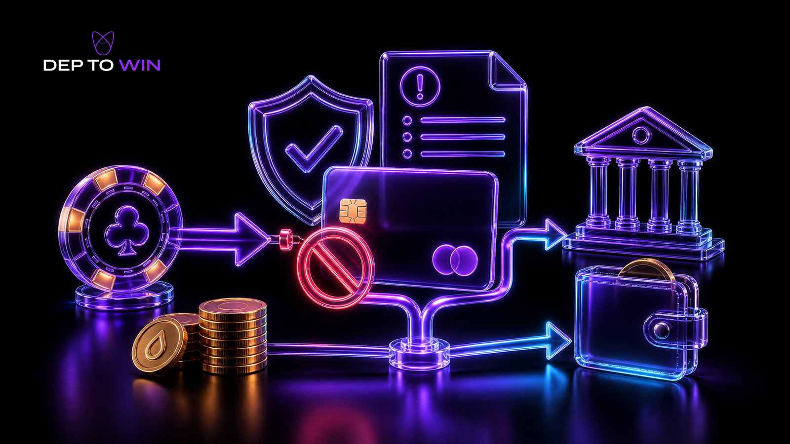 Online Casino Auszahlung Kreditkarte abgelehnt mit Glas Kreditkarte Stoppsymbol Bank und Wallet Alternative
