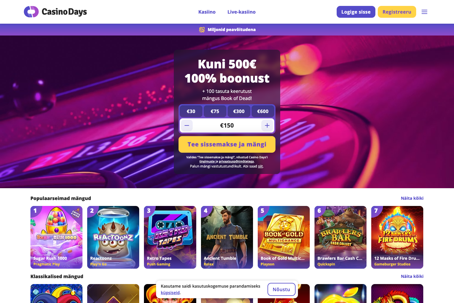 Casino Daysi ametlik Eesti avaleht ja logo