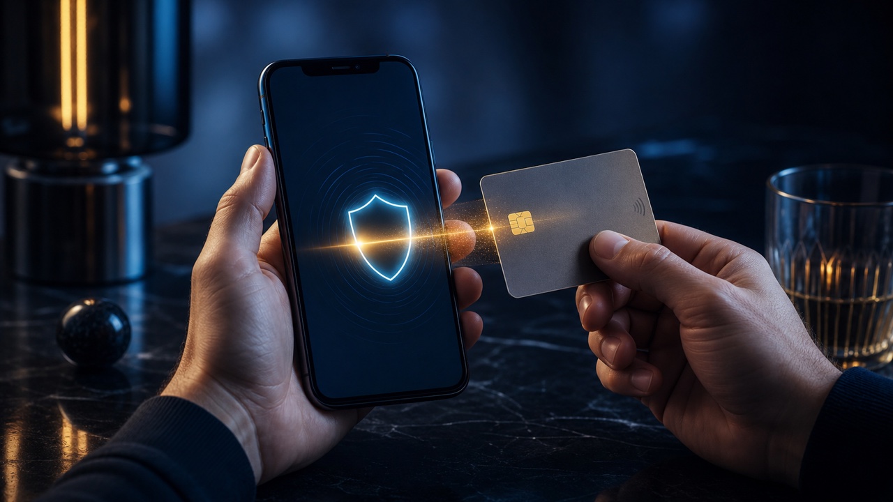 Mängija kontrollib telefonis turvalist 3D Secure kaardimakse kinnitamist.