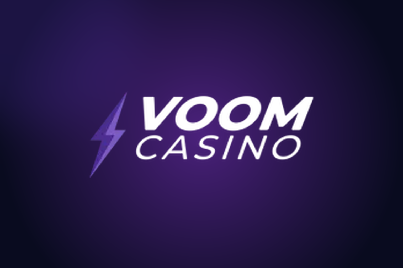 Voom Casino ametlik logo tumedal lillal taustal