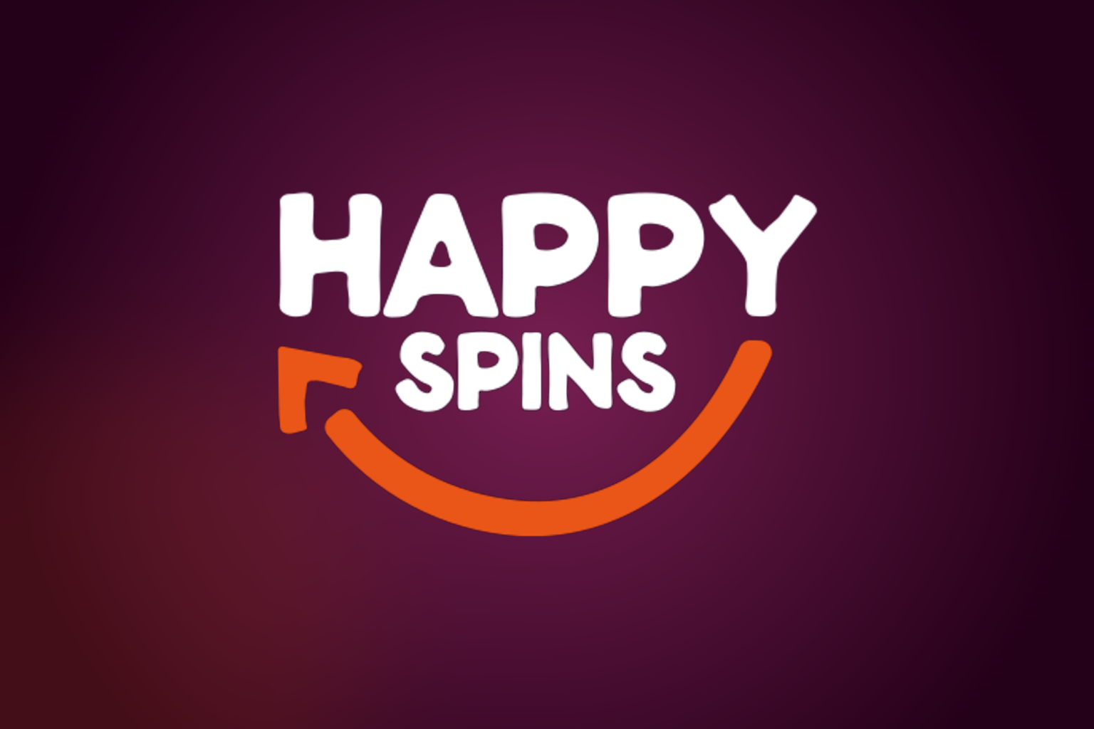 HappySpinsi ametlik logo tumedal ploomilillal taustal