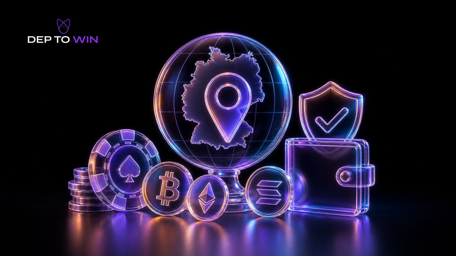 Crypto Casino Germany guide with crypto wallet coins Germany map and security shield