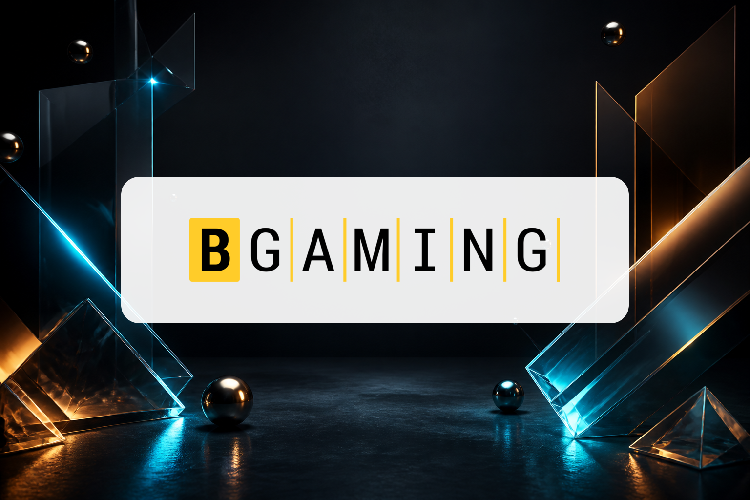 BGamingu ametlik logo muutmata kujul sinise ja merevaigutoonilise algupärase mängustuudio taustal.