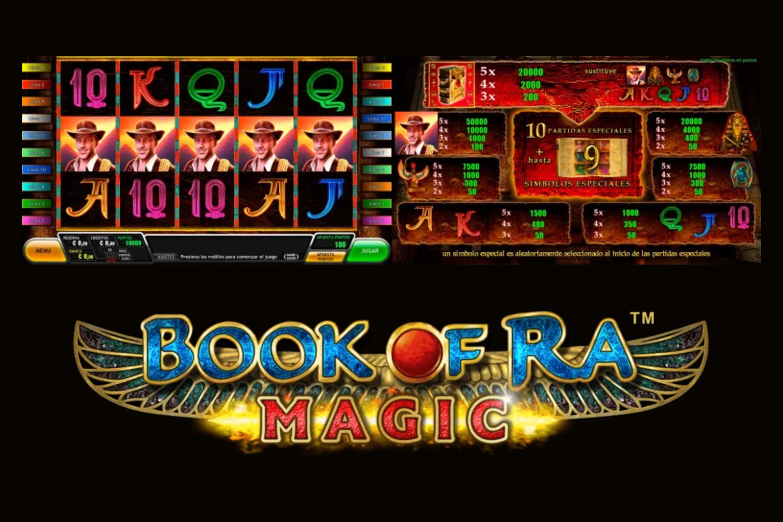 NOVOMATICu ametlik Book of Ra Magicu mänguvaade ja logo