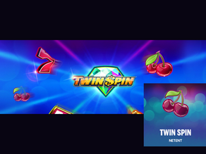NetEnti ametlik Twin Spini logo ja mängukujundus tumedal toimetuslikul kaanepildil.