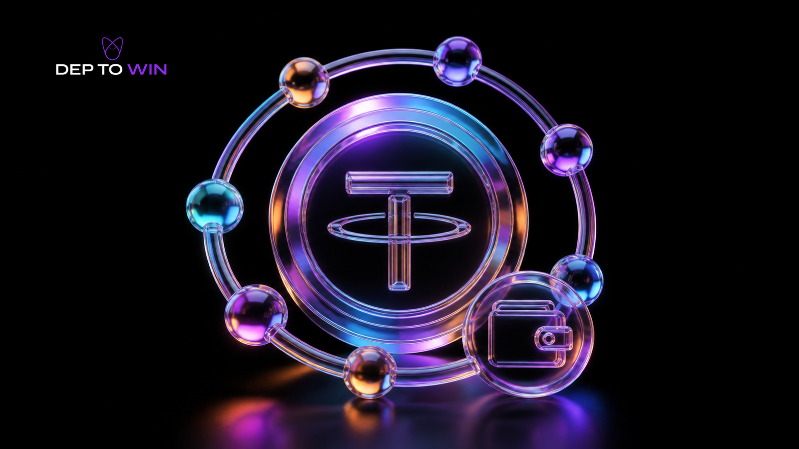 USDT Casino mit Tether Stablecoin Wallet Netzwerk Einzahlung und Auszahlung als Premium Glasvisual