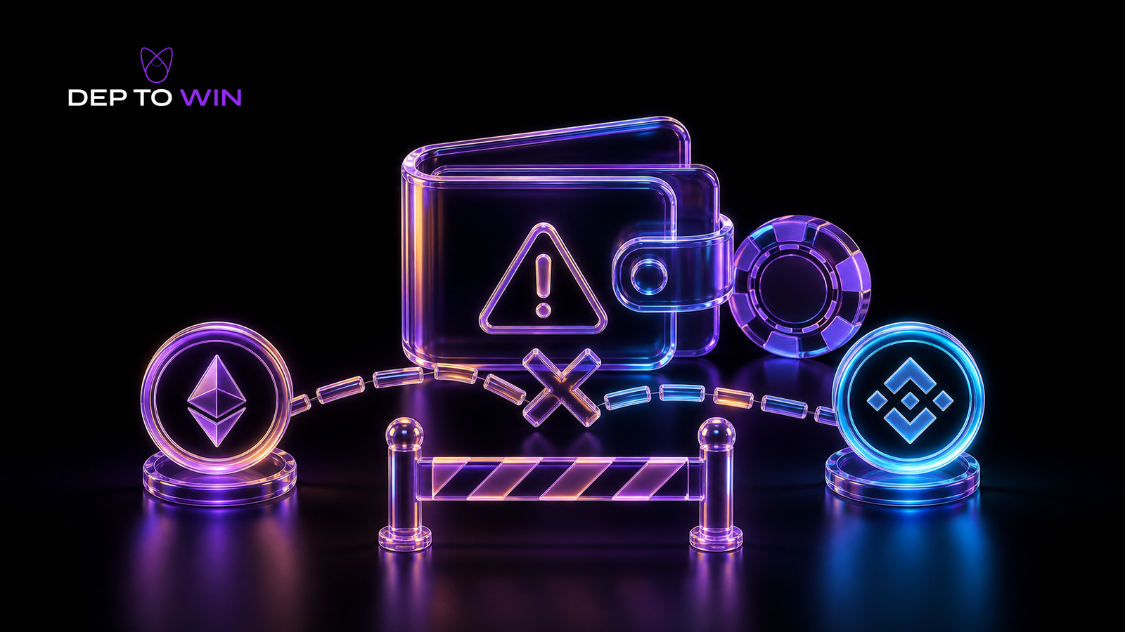 Krypto Casino Wallet Fehler mit falschem Netzwerk Warnschild Adresse und fehlender Auszahlung