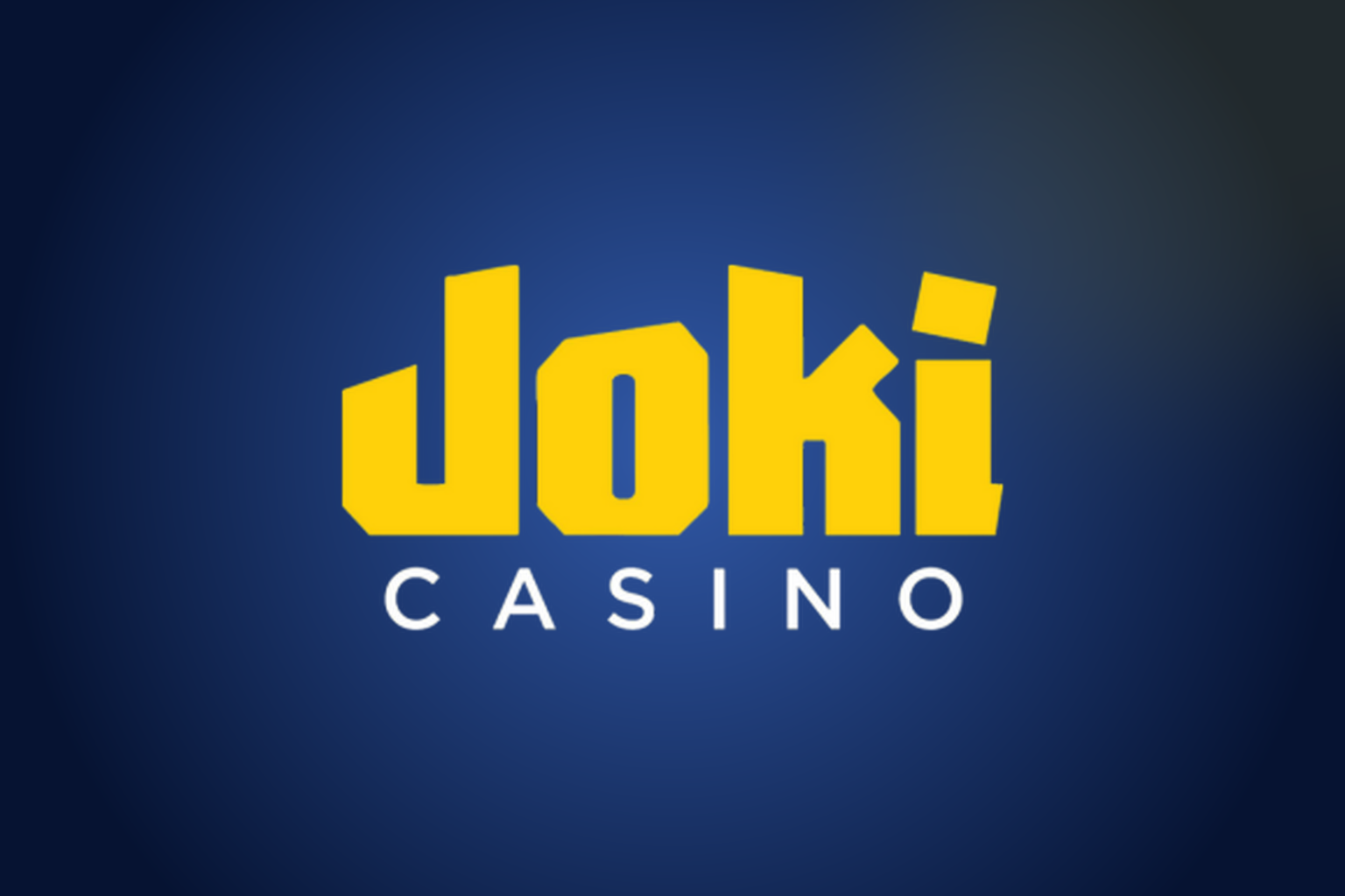 Joki Casino ametlik kollane logo tumedal sinisel taustal