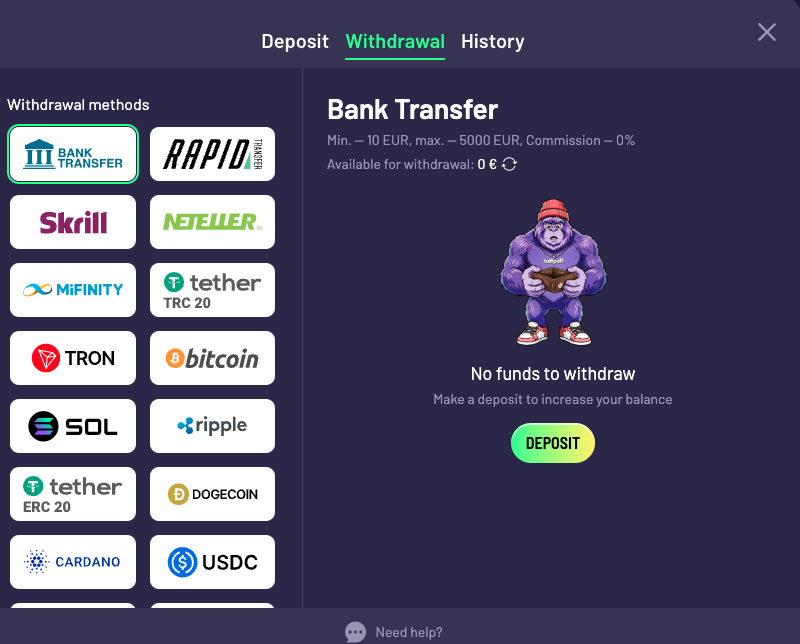 TuffPuffi väljamaksete kassa: pangaülekanne, Rapid Transfer, e-rahakotid ja krüpto