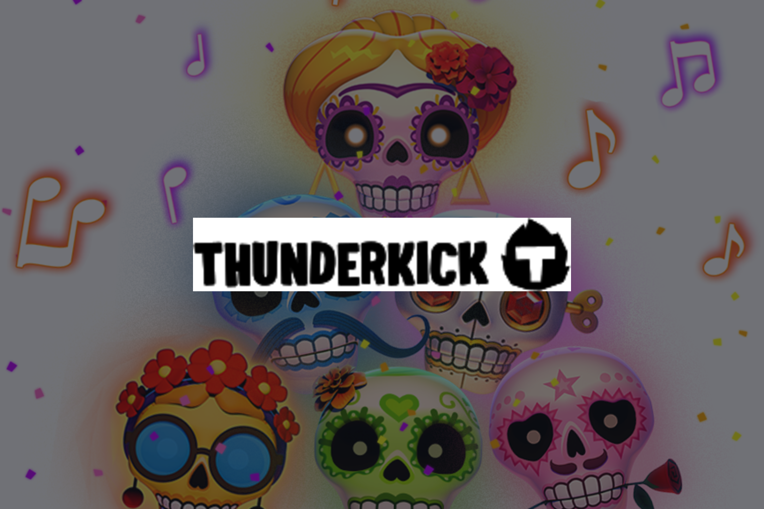 Thunderkicki ametlik logo ja ametlik mängukujundus tumendatud toimetuslikul kaanepildil.