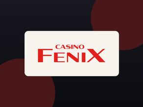 Fenix Casino ametlik punane logo muutmata kujul heledal kaardil tumedal punamustal taustal.