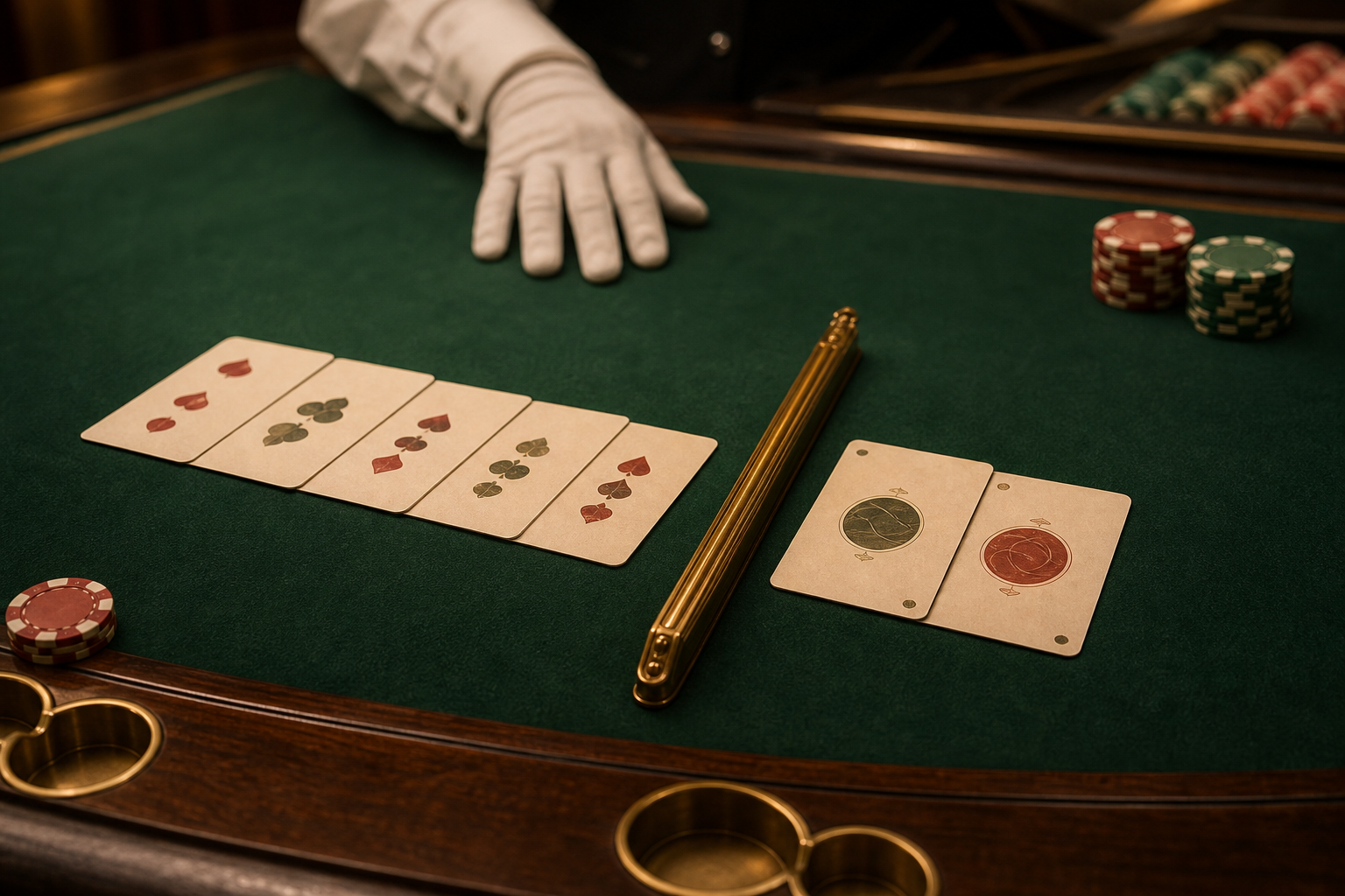Pai Gow Pokeri seitse kaarti on laual jagatud viie- ja kahekaardiliseks käeks.