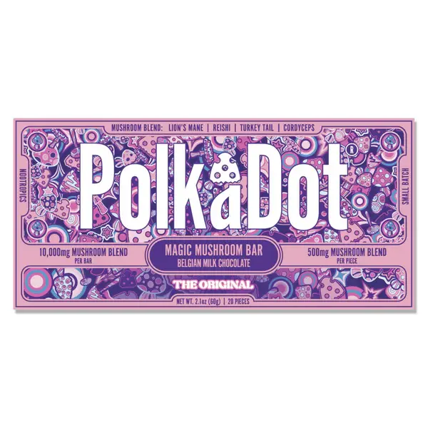 Thumbnail: PolkaDot Mushroom Belgian Milk Chocolate Bar