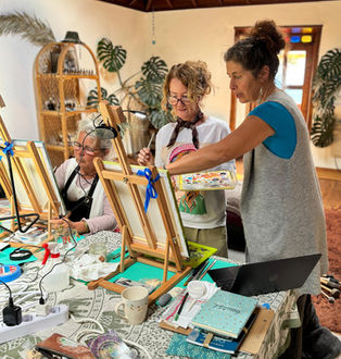 painting at a Radka SoulArt painting retreat 2025 location Eco-Finca Miraflores, La Palma, Canary Islands