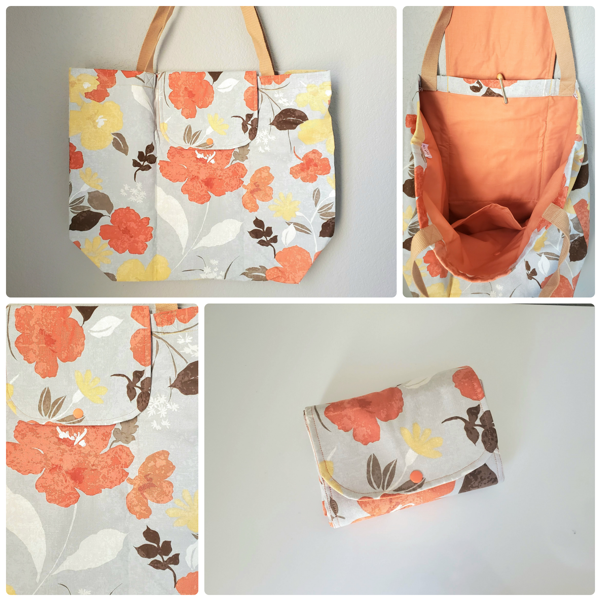 Foldable Tote: Orange Blossom {Medium}