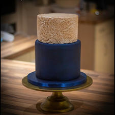 Champagne and Navy small Wedding Cake