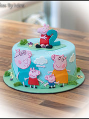 an beautiful scene of Peppa pig and family
