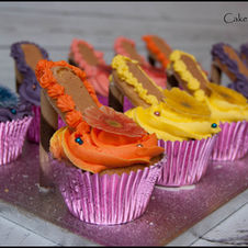 Cupcakes decorated as high heels