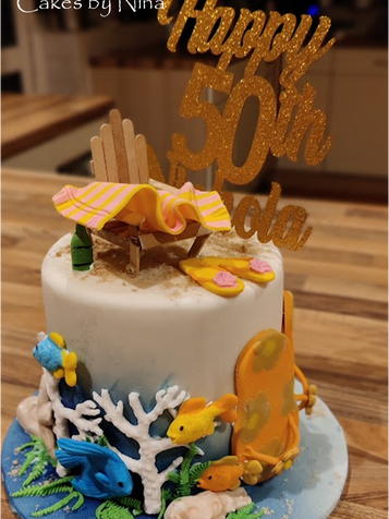 50th birthday cake with beach theme