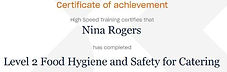 food hygiene and safety certificate for Cakes By Nina
