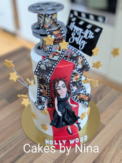 Hollywood themed birthday cake, caricature cake
