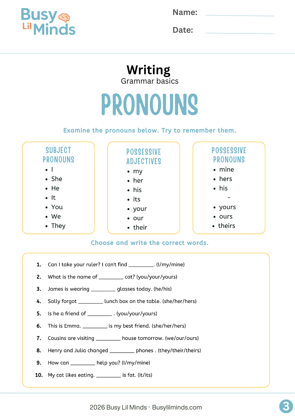 Thumbnail: Grammar Basics Worksheets – K–5 Printable PDF