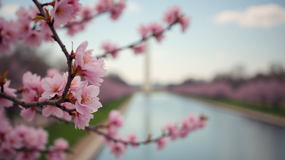 Close-up view of cherry blossoms at the National Mall