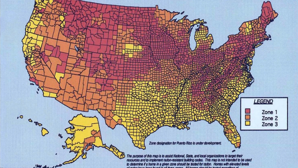 U.S. Environmental Protection Agency map of radon zones