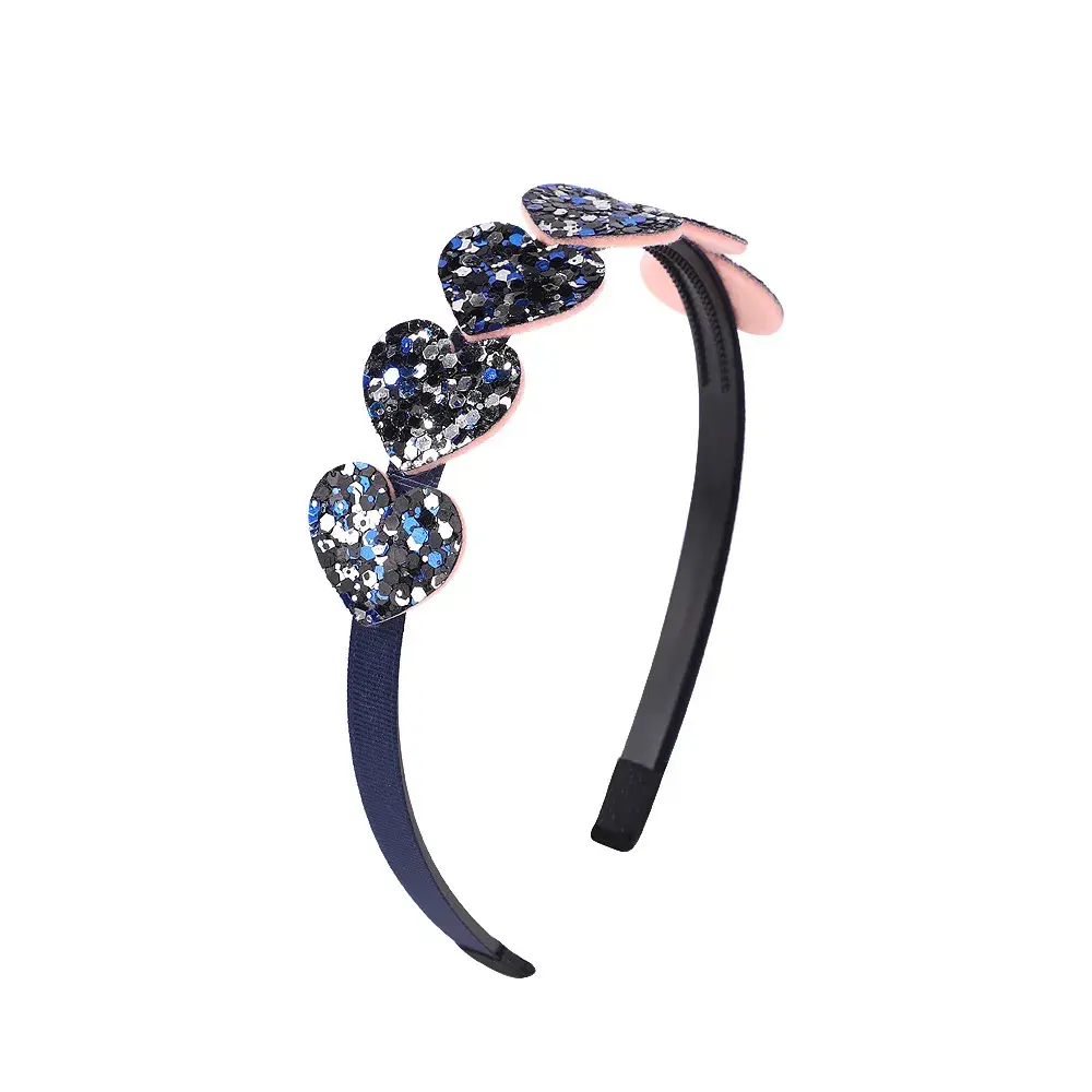Svart Glitter Hjerte Hårbøyle