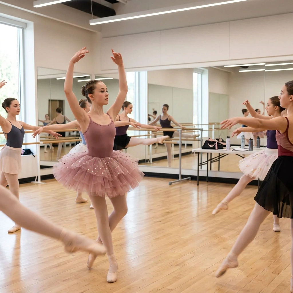 Maya Gymnastikkdrakt/ Ballerina kjole glitrende kort og lange armen