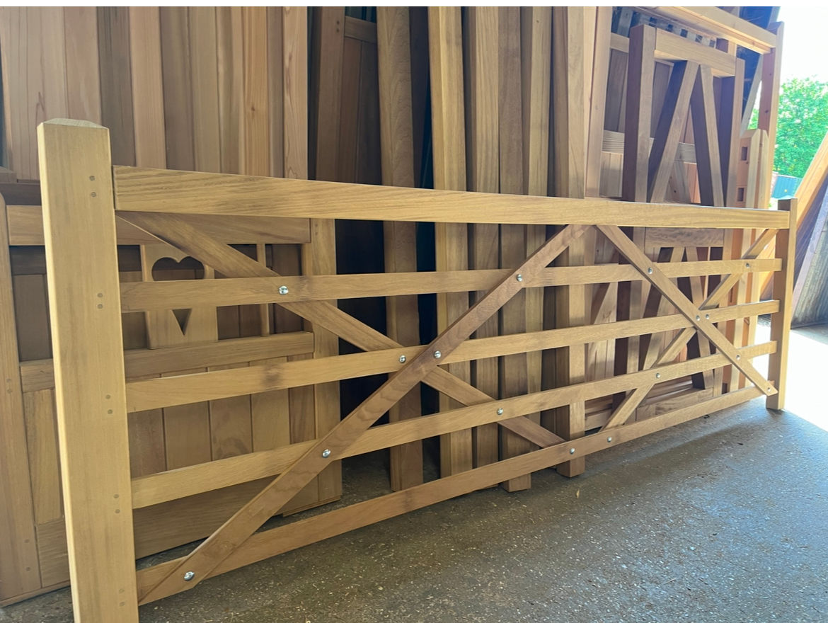 Field Gates In Iroko Hardwood Front View