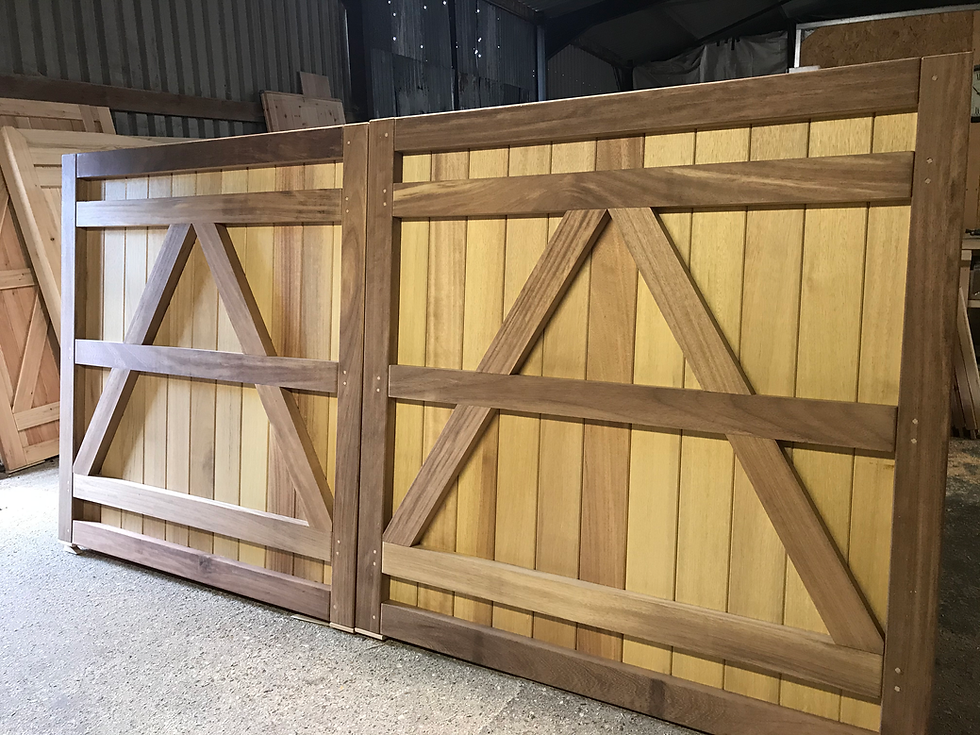 Hardwood Driveway Gates In Iroko Back View