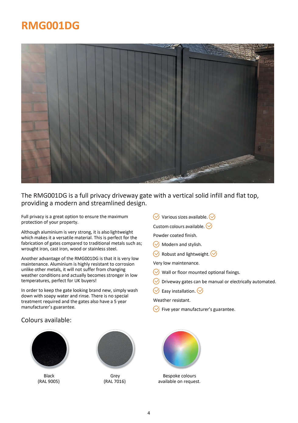 Thumbnail: Aluminium Driveway Gate Write Up Front View