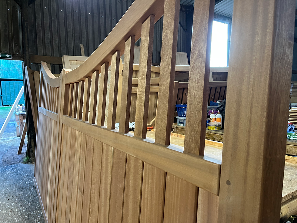 Thumbnail: beautiful Arch Top Wooden Driveway Gates Front View