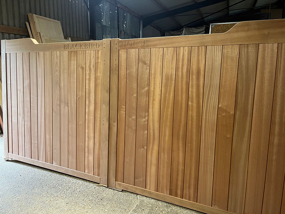 Thumbnail: Modern Hardwood Driveway Gates Front View