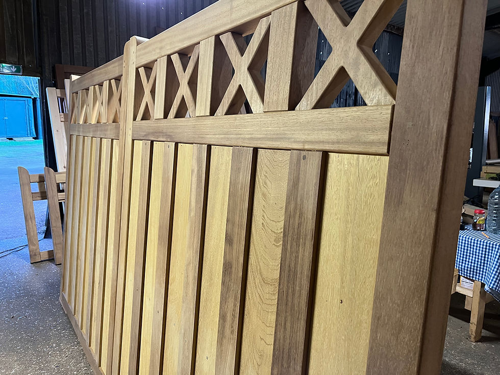 Thumbnail: Hardwood Driveway Gate With Crosses Front View