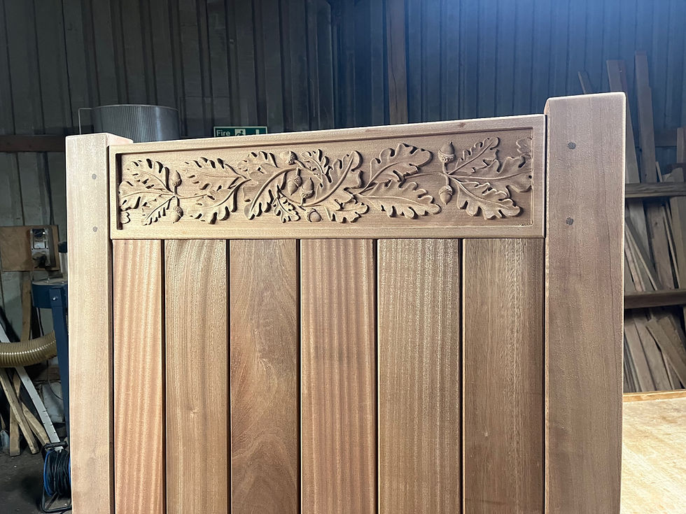 Engraved Garden Gate Wooden Front View